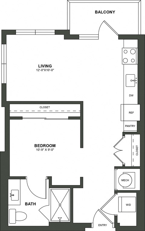 a floor plan of a bedroom apartment